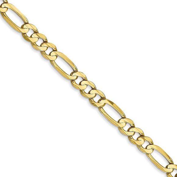 4.5mm, 10k Yellow Gold, Concave Figaro Chain Necklace, 22 Inch - Picture 1 of 8
